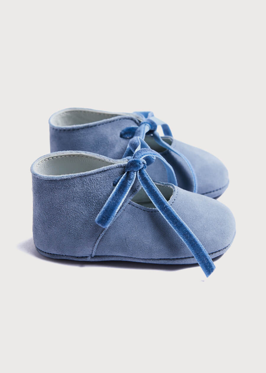 Suede Velvet Ribbon Pram Shoes in – Pepa London