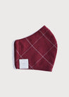 Burgundy Checked Face Mask with Pouch Accessories  from Pepa London