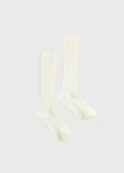 Ribbed Knitted Knee Socks in Cream (0mths-10yrs) Socks from Pepa London