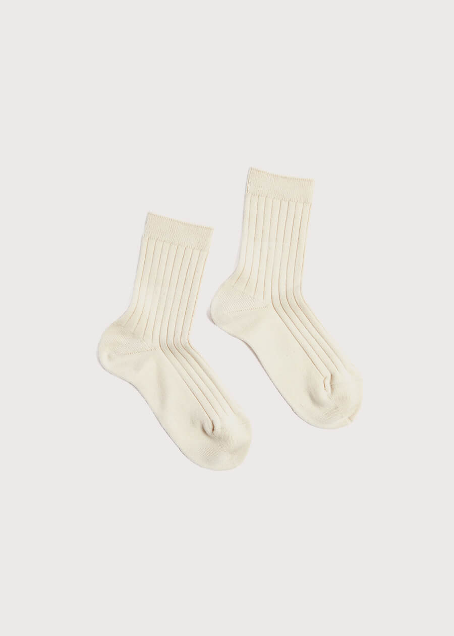 Ribbed Short Socks in Beige (0mths-10yrs) Socks from Pepa London