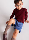 Plain V-Neck Sweater in Burgundy (4-10yrs) Knitwear  from Pepa London