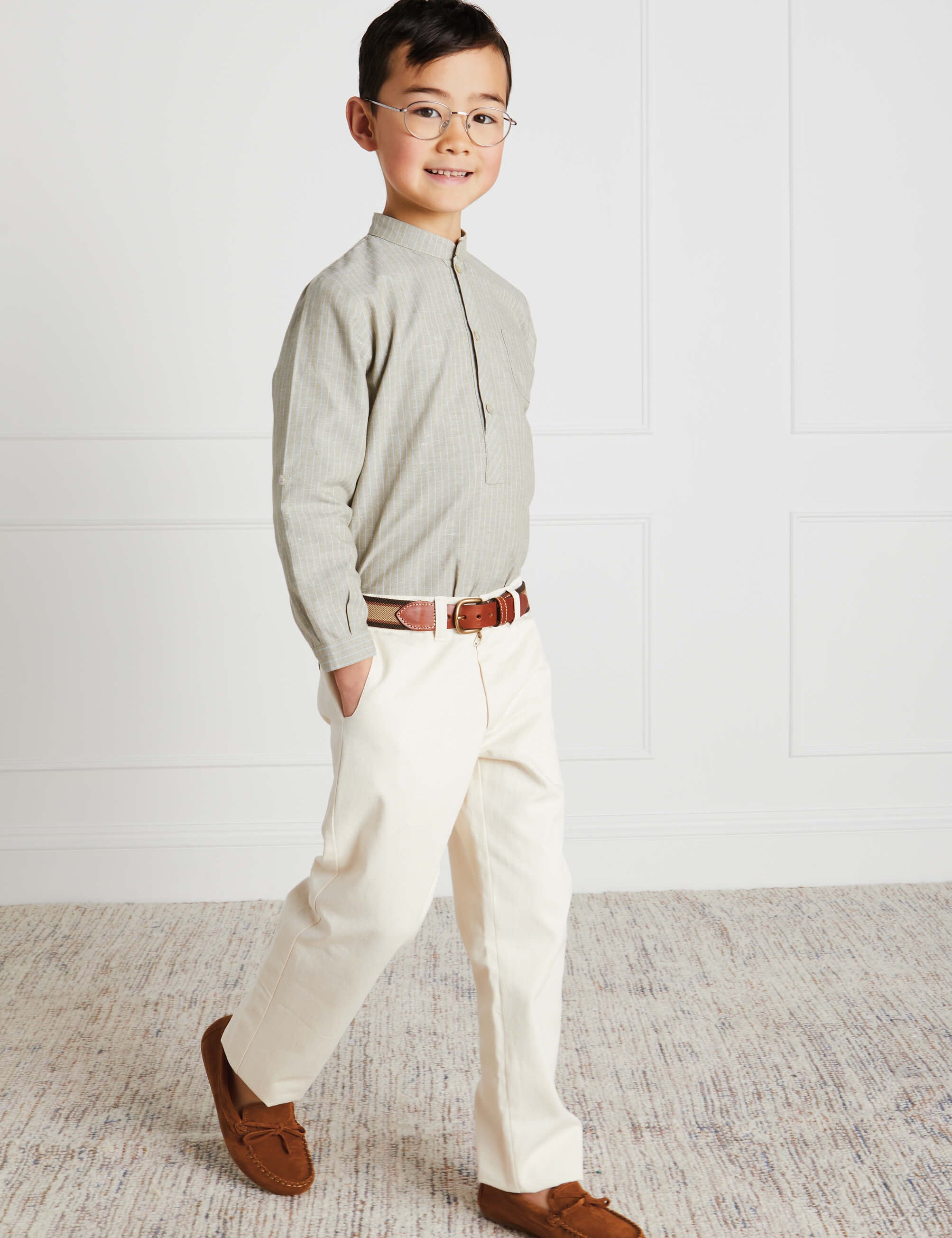 Brown Striped Belt Belts & Braces  from Pepa London