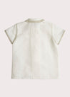 Linen Boys Celebration Shirt White with Beige Piping (4-10yrs) Shirts  from Pepa London