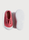 Faux Lace Hole Canvas Plimsolls in Raspberry Red (19-34EU) Shoes  from Pepa London