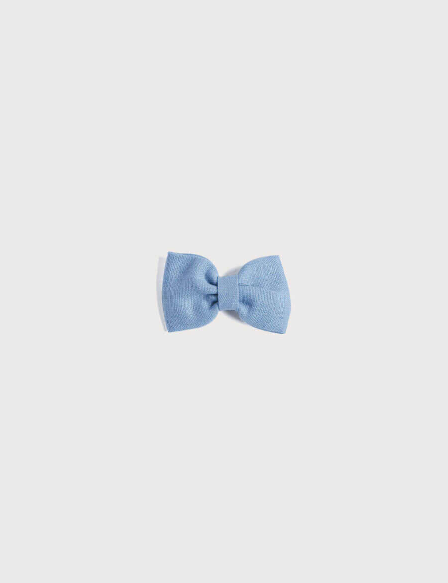 Blue Linen Small Bow Clip Hair Accessories  from Pepa London