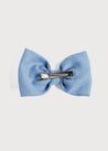 Blue Linen Big Bow Clip Hair Accessories  from Pepa London