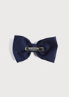 Navy Linen Big Bow Clip Hair Accessories  from Pepa London