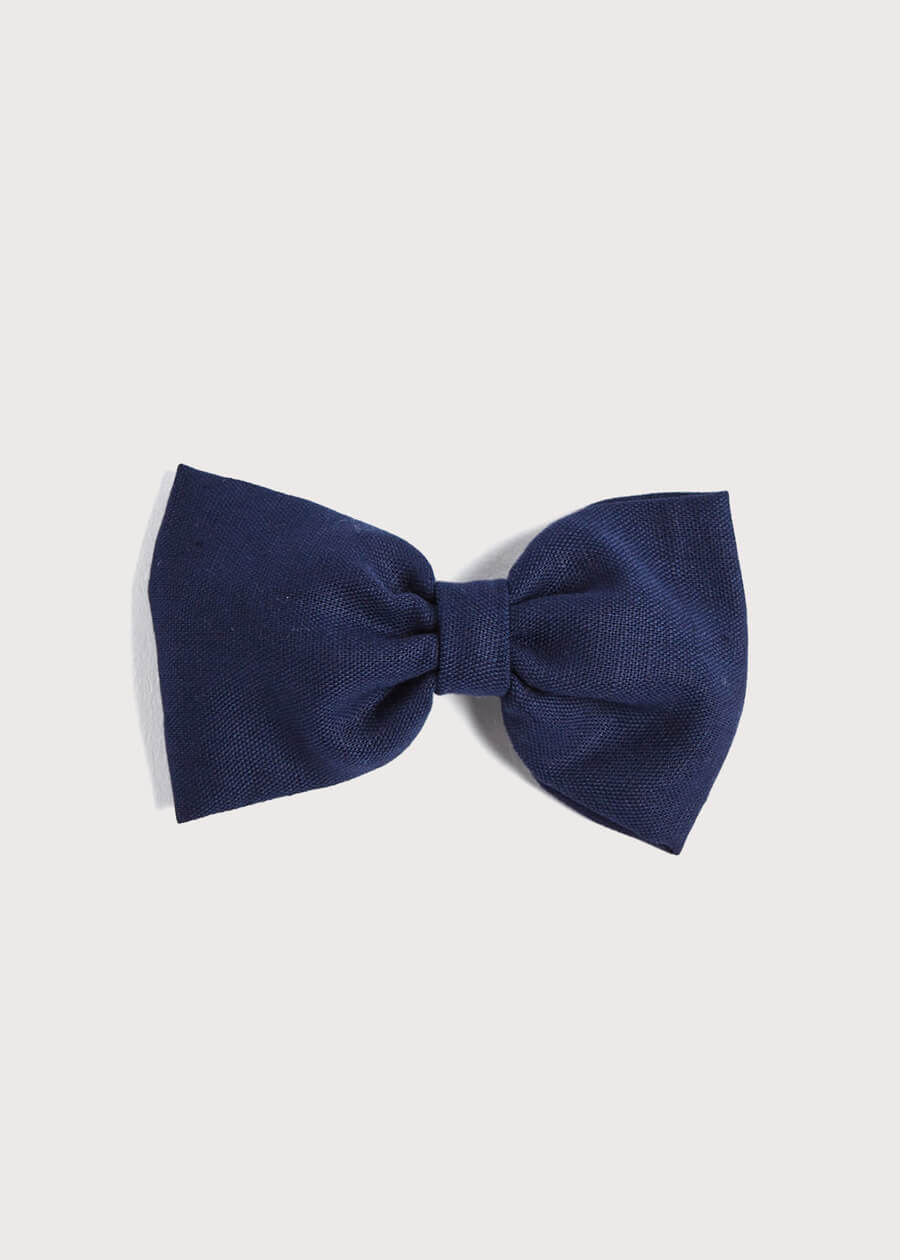 Navy Linen Big Bow Clip Hair Accessories  from Pepa London