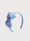 Blue Linen Big Bow Hairband Hair Accessories  from Pepa London