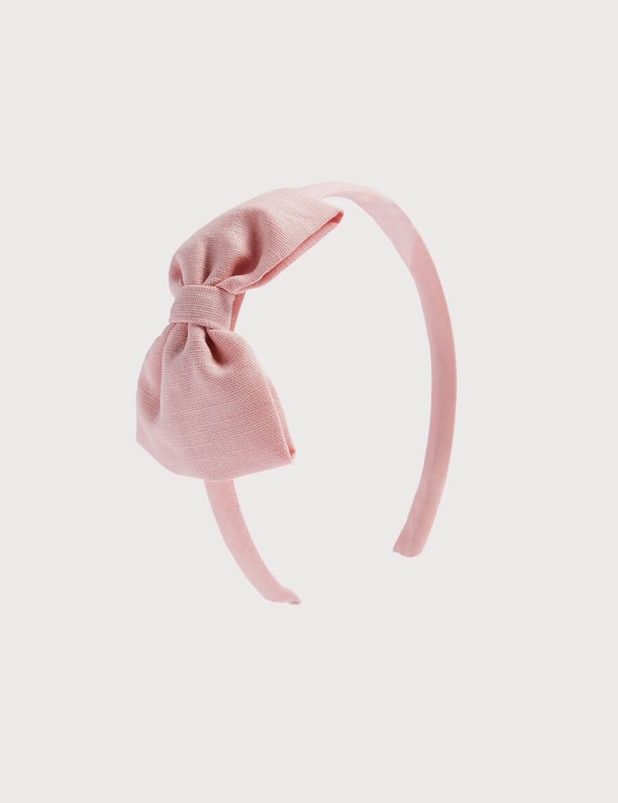Pink Linen Big Bow Hairband Hair Accessories  from Pepa London