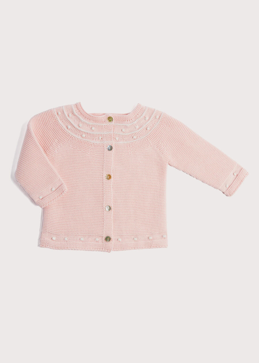 Delicate Pink Knitted Baby Cardigan (0-12mths) Knitwear  from Pepa London