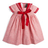 Red & White Mariner Linen Dress Dresses  from Pepa London