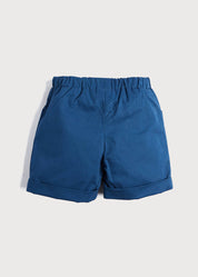 Classic Turn-up Hem Cotton Shorts in French Blue (18mths-3yrs) Shorts  from Pepa London