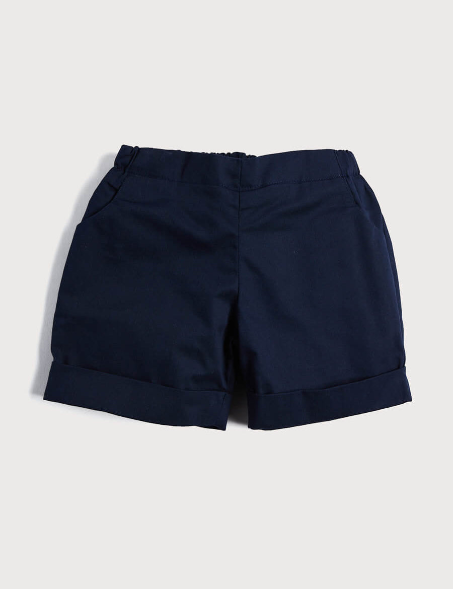 Classic Turn-up Hem Cotton Shorts in Navy (12mths-4yrs) Shorts from Pepa London