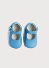 Mary Jane Leather Pram Shoes in Baby Blue (17-20EU) Shoes  from Pepa London