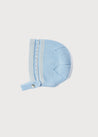 Blue Striped Cotton Bonnet (0-6mths) Knitted Accessories  from Pepa London