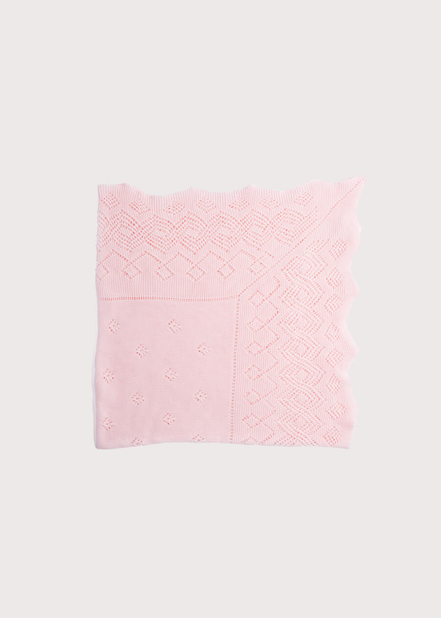 Pink Knitted Cotton Baby Blanket Knitted Accessories  from Pepa London