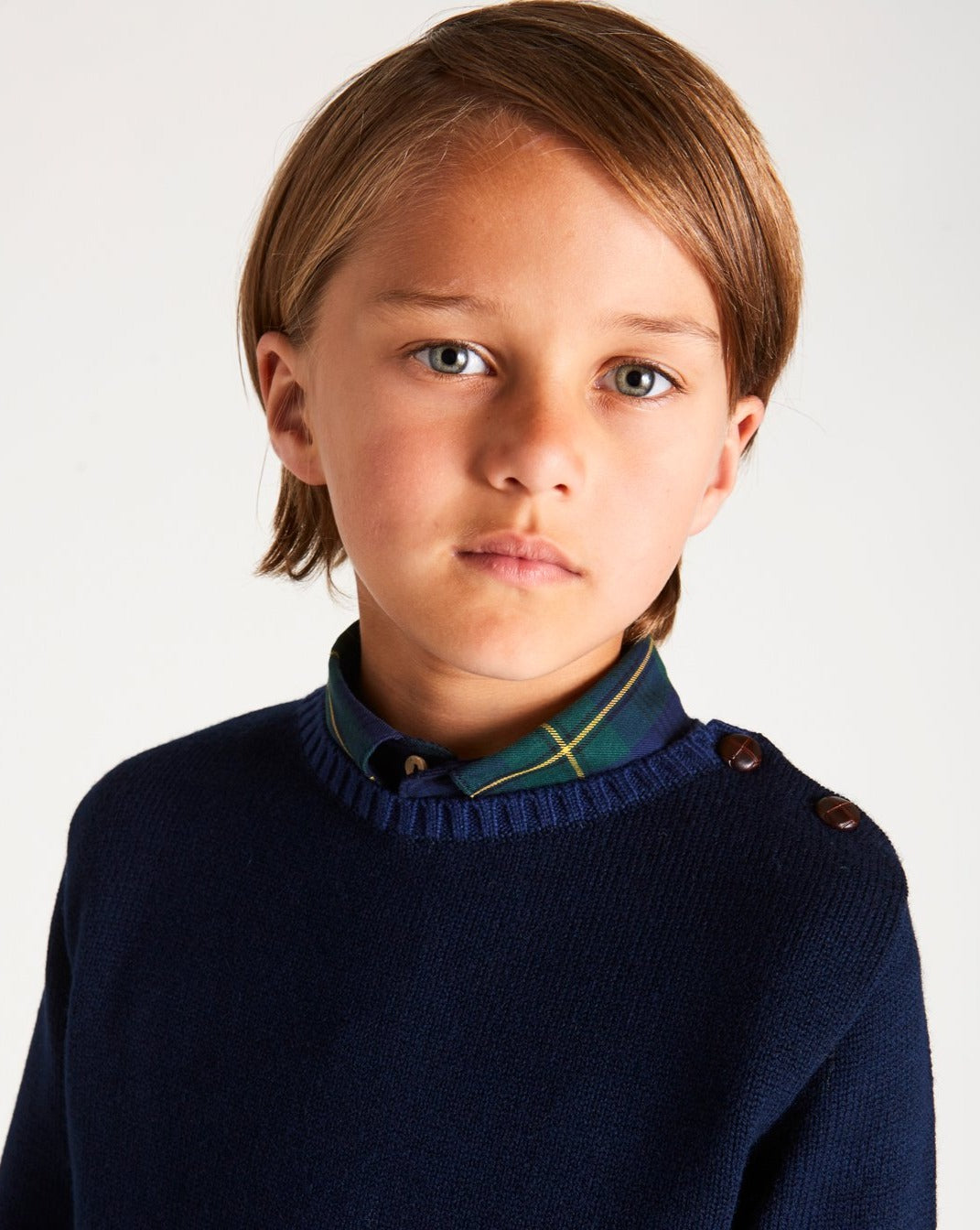 Classic Boys Sweater in Blue (12mths-10yrs) Knitwear  from Pepa London