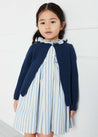 Openwork Hem Single Button Cardigan in Blue (6mths-10yrs) Knitwear  from Pepa London