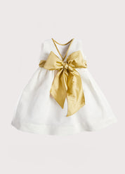 Sleeveless Ivory Flower Girl Dress with Green Silk Sash (6mths-10yrs) Dresses from Pepa London