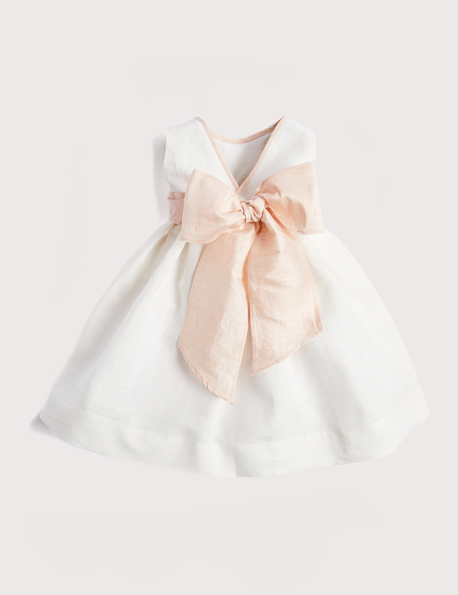 Sleeveless Ivory Flower Girl Dress with Pink Silk Sash (6mths-10yrs) Dresses from Pepa London