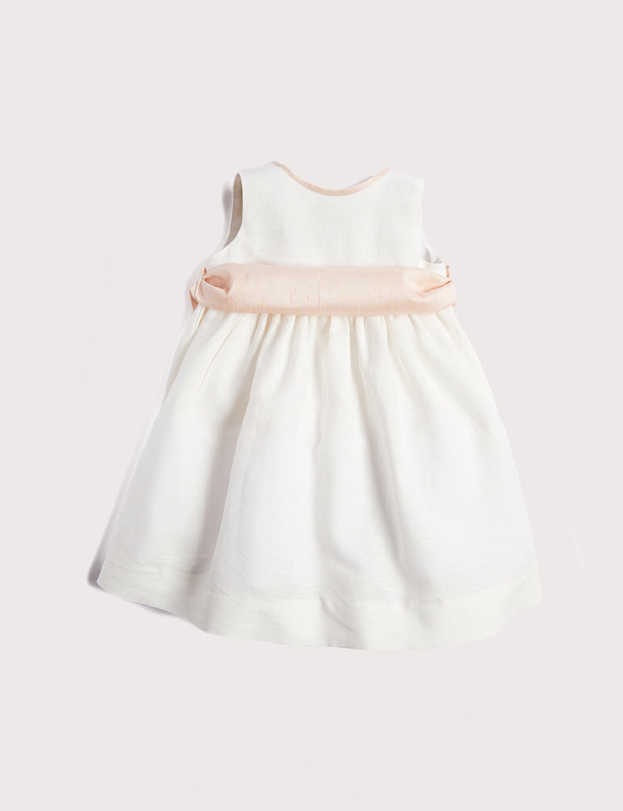 Sleeveless Ivory Flower Girl Dress with Pink Silk Sash (6mths-10yrs) Dresses from Pepa London