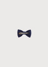 Navy Linen Small Bow Clip Hair Accessories  from Pepa London