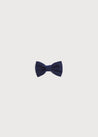 Navy Linen Small Bow Clip Hair Accessories  from Pepa London