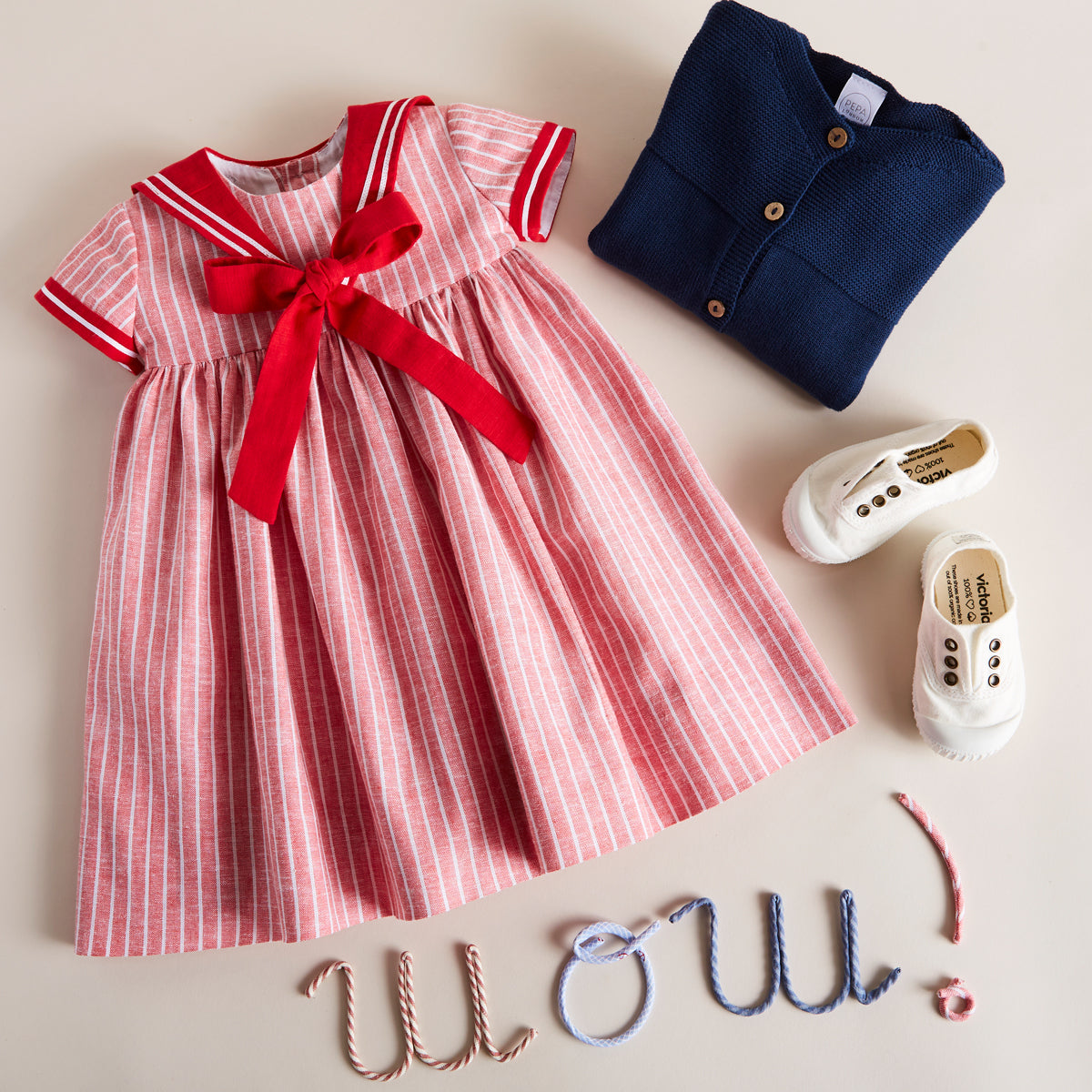 Red & White Mariner Linen Dress - Dress - PEPA AND CO vimeo_530824227