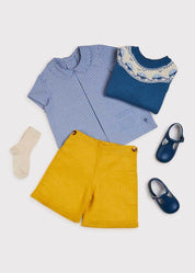 Faux Pocket Elasticated Waist Shorts in Mustard (18mths-3yrs) Shorts  from Pepa London