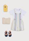 Light Striped Dungarees in White (18mths-3yrs) Dungarees  from Pepa London