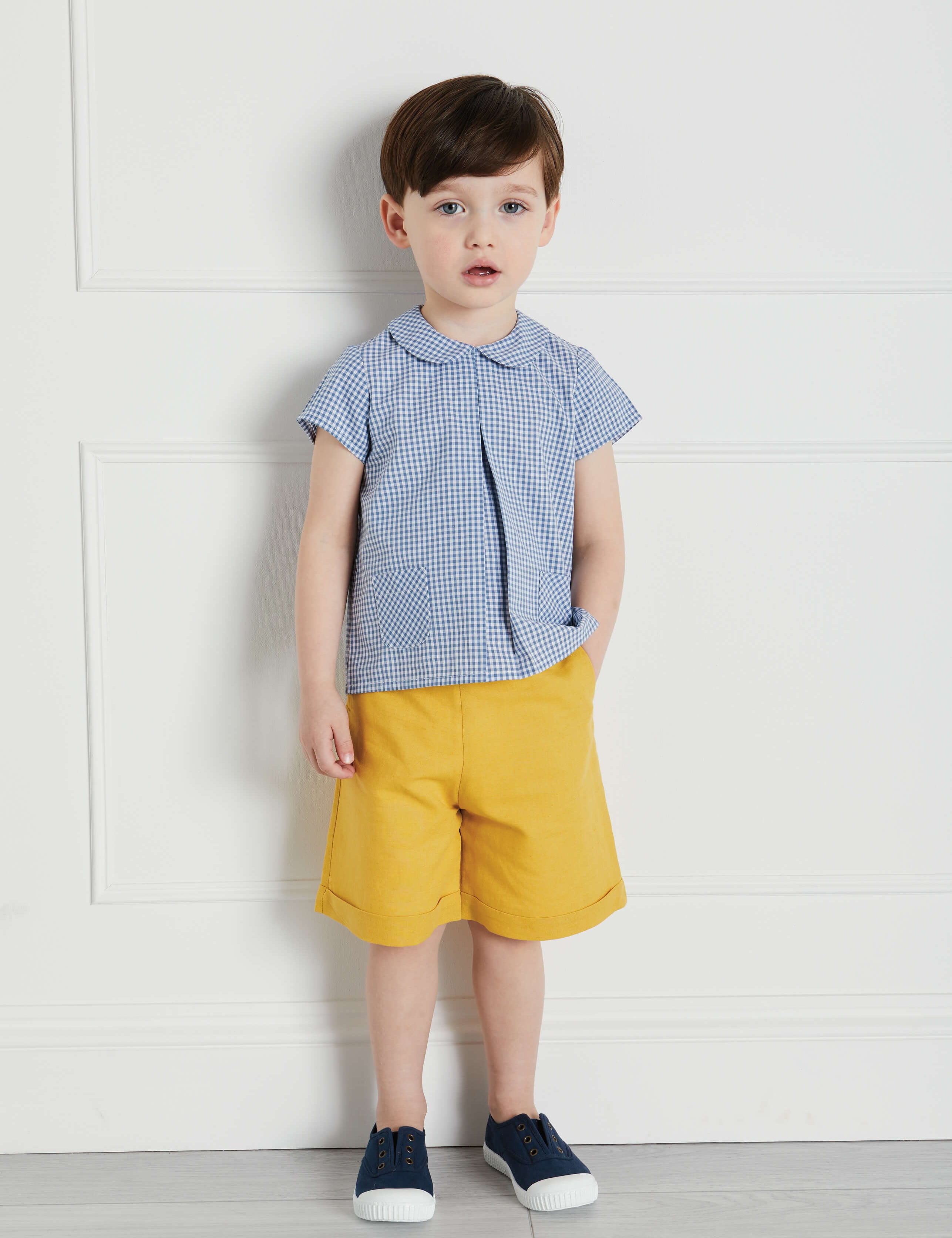 Faux Pocket Elasticated Waist Shorts in Mustard (18mths-3yrs) Shorts  from Pepa London