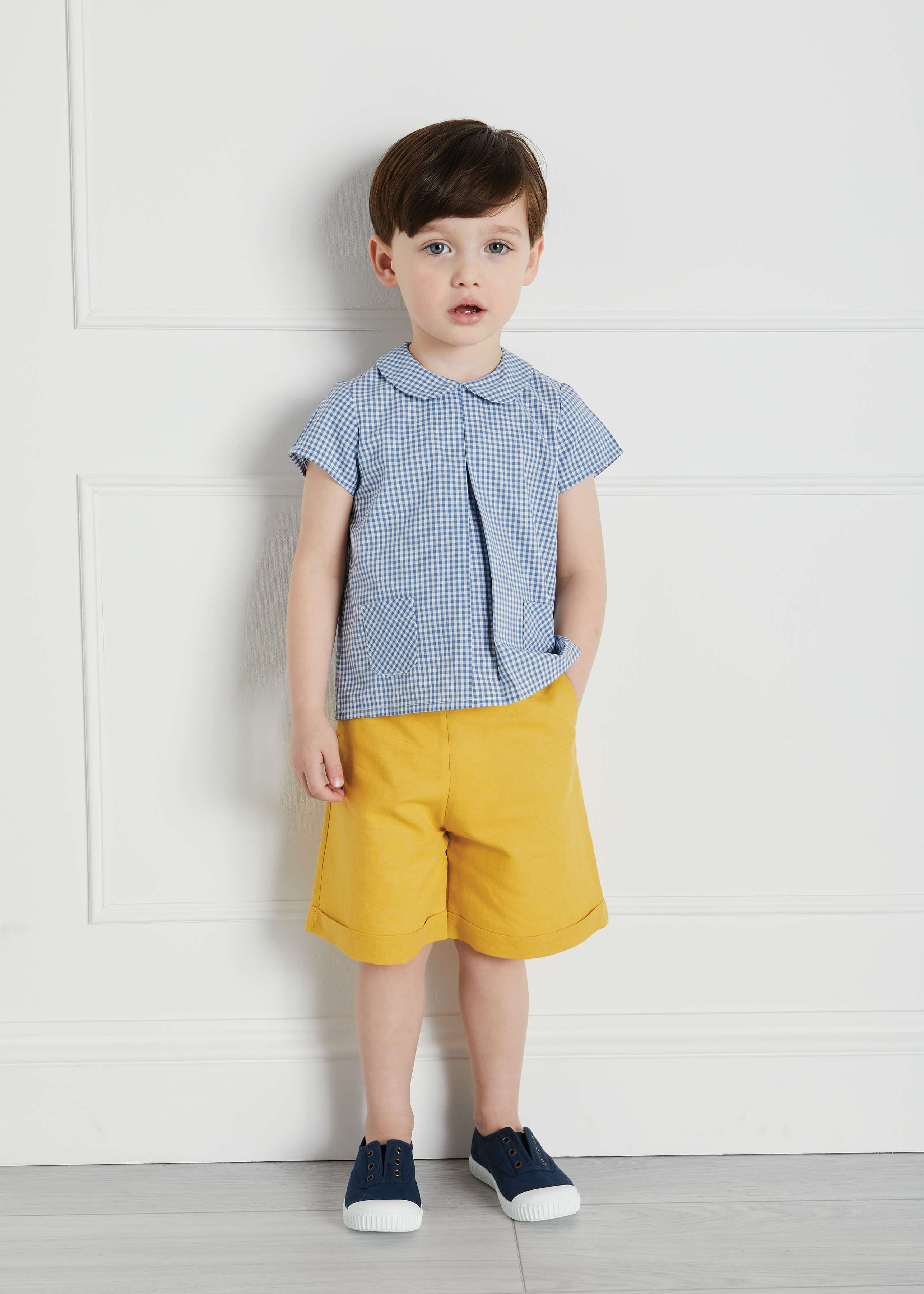 Faux Pocket Elasticated Waist Shorts in Mustard (18mths-3yrs) Shorts  from Pepa London