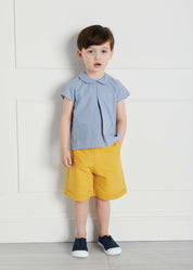 Gingham Check Peter Pan Collar Shirt in Navy (12mths-3yrs) Shirts  from Pepa London
