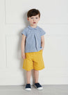 Gingham Check Peter Pan Collar Shirt in Navy (12mths-3yrs) Shirts  from Pepa London