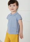 Gingham Check Peter Pan Collar Shirt in Navy (12mths-3yrs) Shirts  from Pepa London