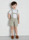 Thin Stripe Button Detail Shorts With Braces in Green (18mths-3yrs) Shorts  from Pepa London