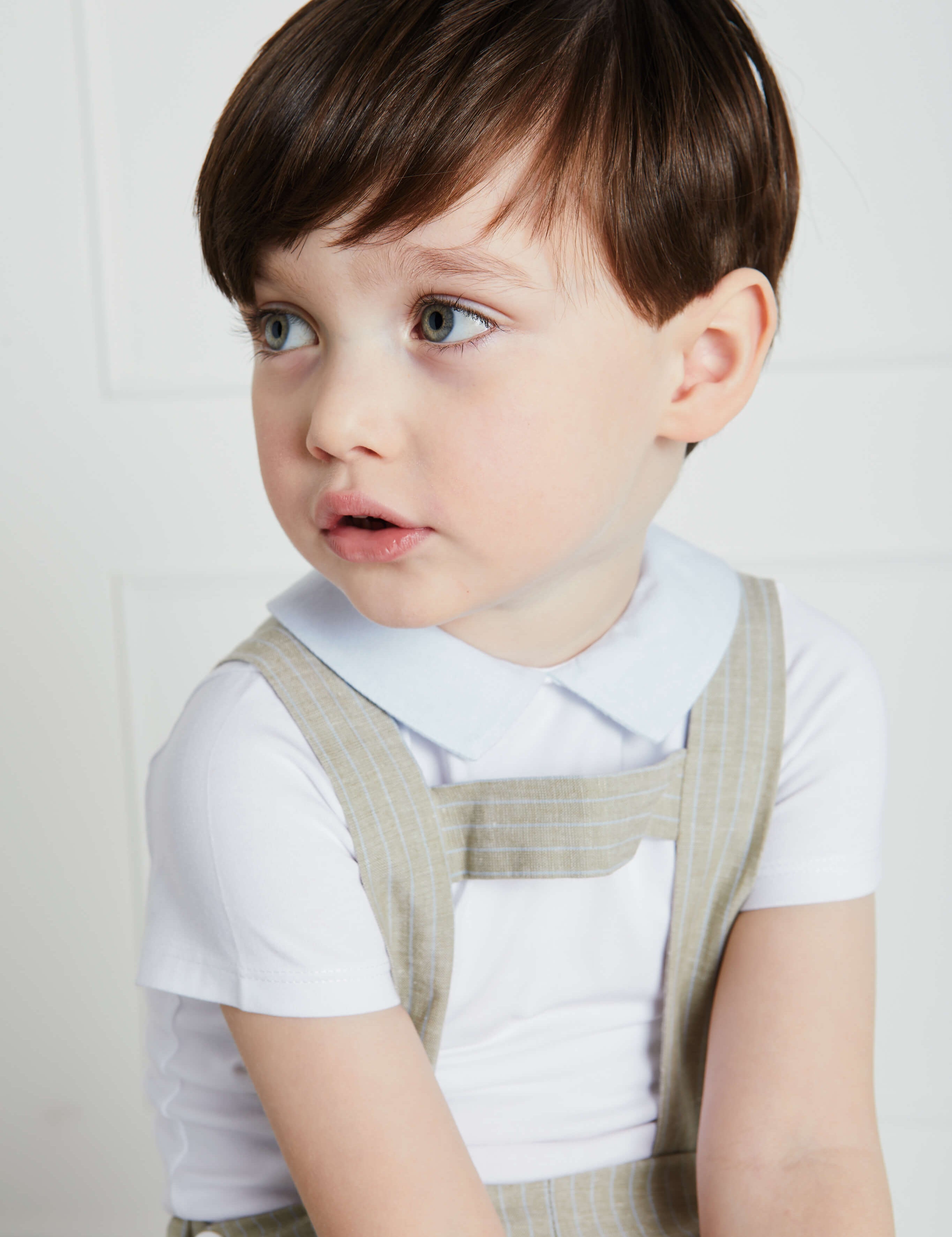 Contrast Oxford Polo Collar Short Sleeve Shirt in White (2-4yrs) Tops & Bodysuits  from Pepa London