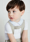 Thin Stripe Button Detail Shorts With Braces in Green (18mths-3yrs) Shorts  from Pepa London