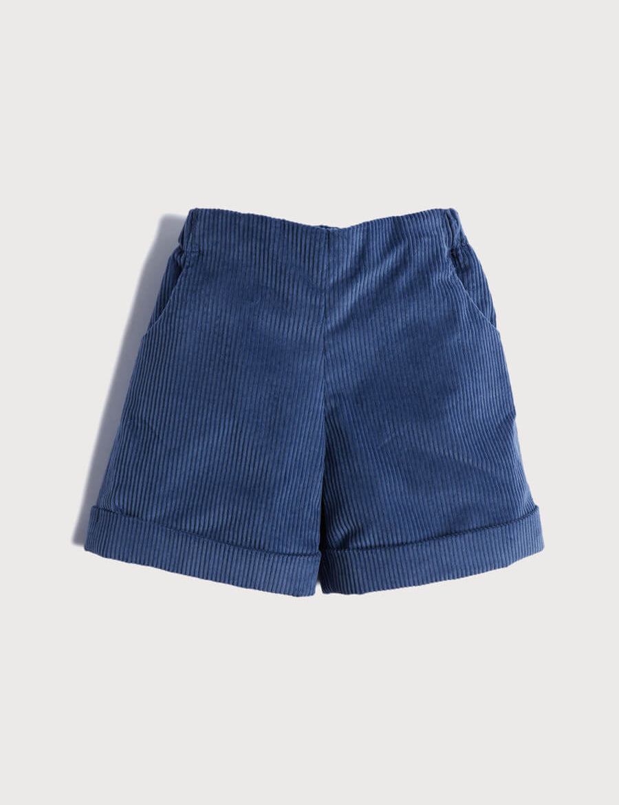 Corduroy Elasticated Waist Shorts in Blue (18mths-3yrs) Shorts  from Pepa London
