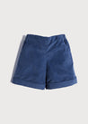 Corduroy Elasticated Waist Shorts in Blue (18mths-3yrs) Shorts  from Pepa London
