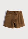 Corduroy Leather Button Shorts in Brown (4-10yrs) Shorts  from Pepa London