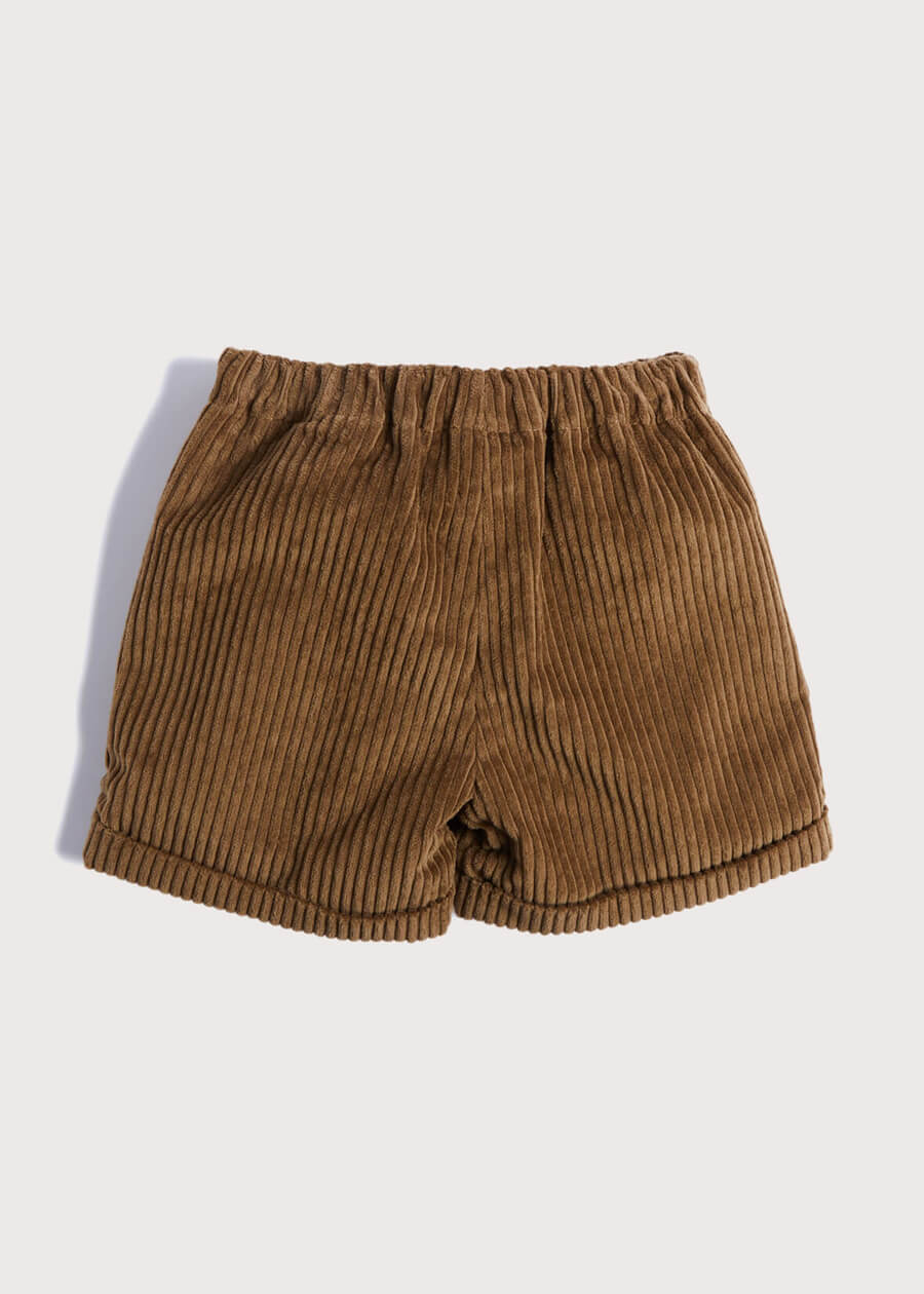 Corduroy Gold Button Shorts in Brown (12mths-10yrs) Shorts  from Pepa London