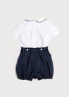 Peter Pan Collar Hand Smocked Set in Navy (6mths-2yrs) Sets  from Pepa London