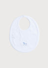 White Bib with Blue Embroidered Rocking Horse Accessories  from Pepa London