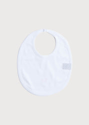 White Bib with Blue Embroidered Rocking Horse Accessories  from Pepa London