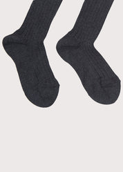 Dark Grey Ribbed Knee-High Socks (0mths-8yrs) Socks from Pepa London