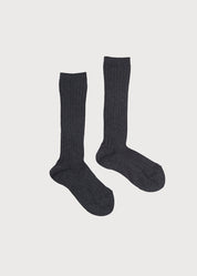 Dark Grey Ribbed Knee-High Socks (0mths-8yrs) Socks from Pepa London