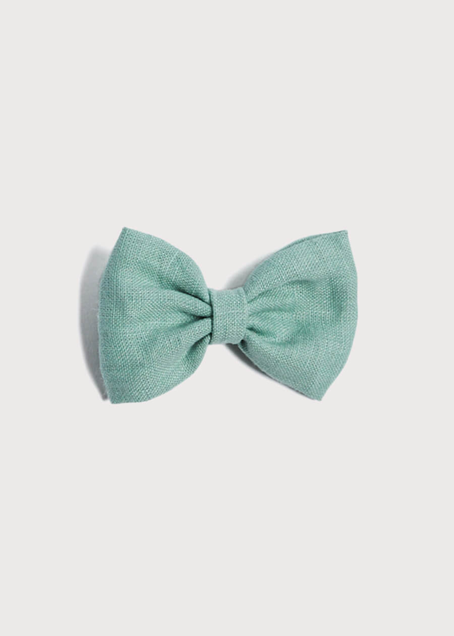 Green Linen Big Bow Clip Hair Accessories  from Pepa London