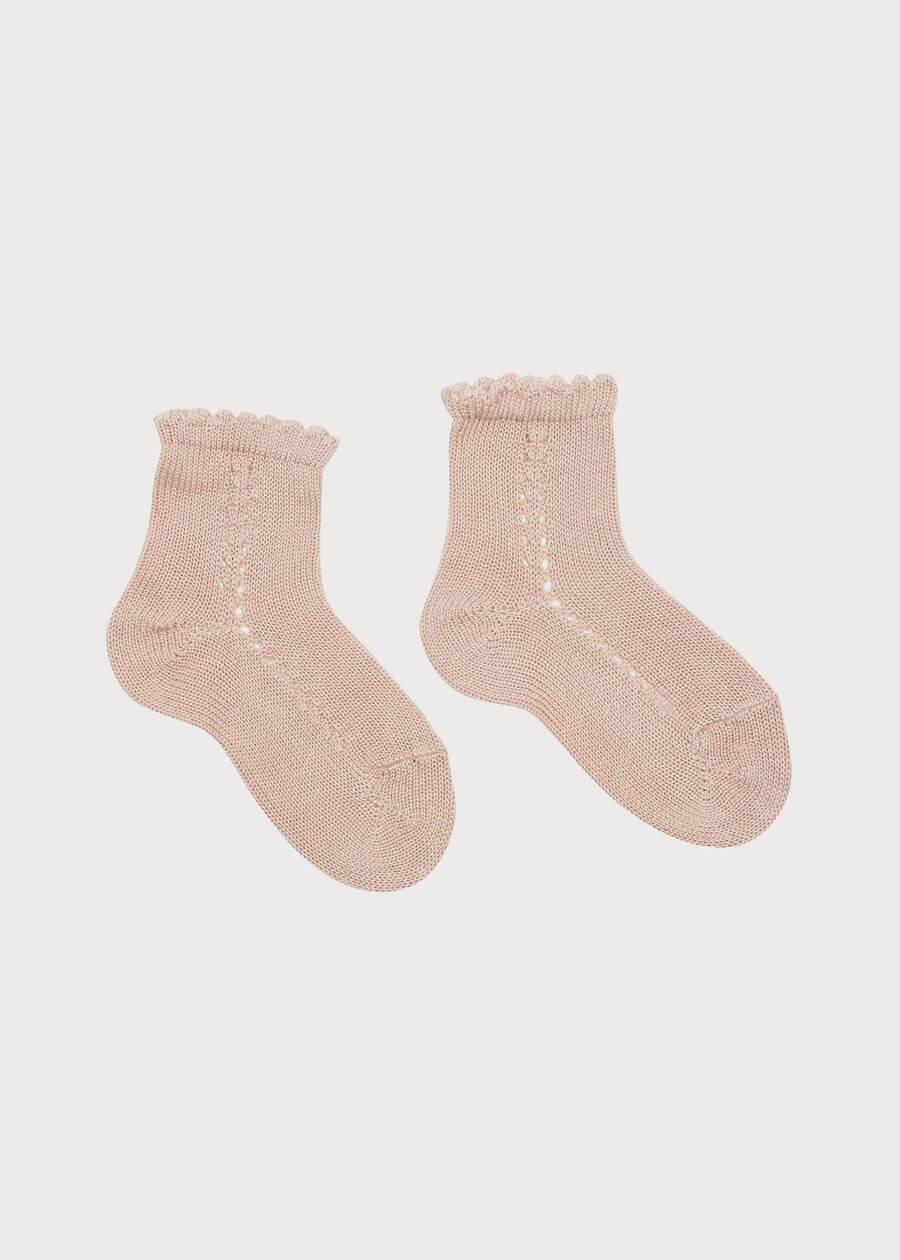 Openwork short socks - Dusty Pink (0mths-10yrs) Socks from Pepa London